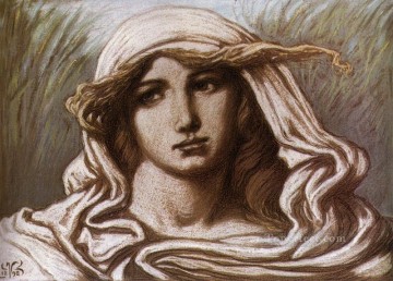  Symbolism Oil Painting - Head of a Young Woman 1900 symbolism Elihu Vedder